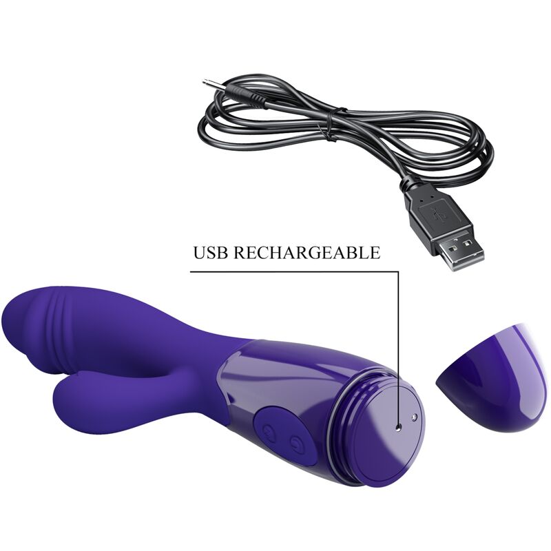 SNAPPY-YOUTH dildo vibrador conejo para doble estimulación vagina y clítoris, cable USB