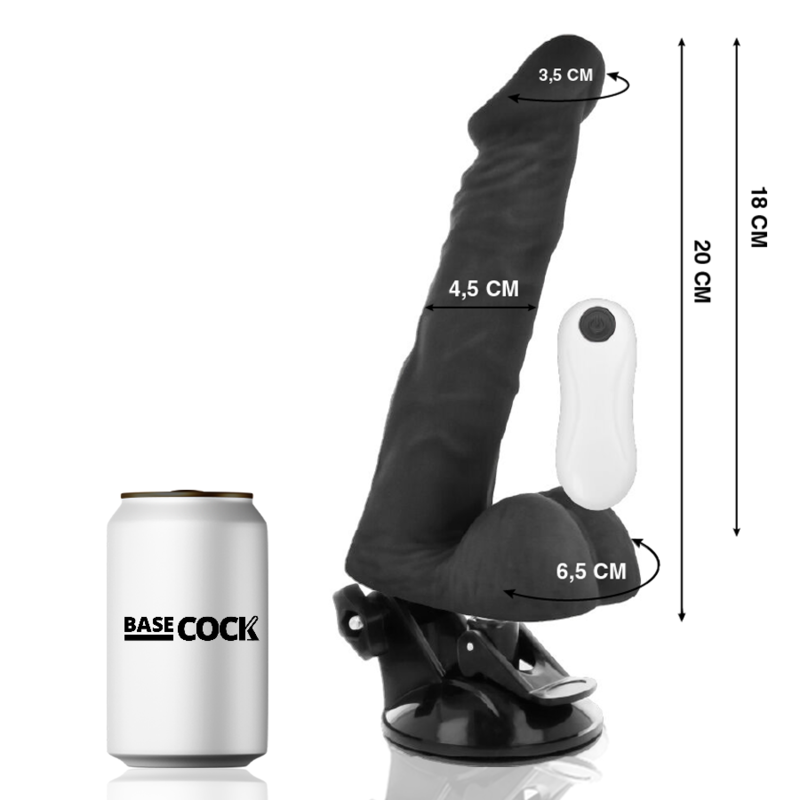 BASECOCK dildo consolador realista con vibración y control remoto 200x45mm, medidas